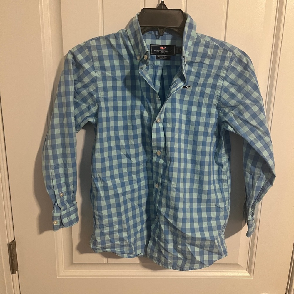 Vineyard Vines Blue and Green Plaid Shirt